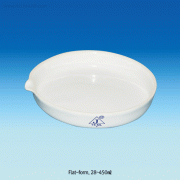 Premium Glazed Porcelain Evaporating Dish, Flat-& Deep-form, with Spout, up to 1,000℃, 22~8,500㎖<br>Printed Identification No., Acids and Alkalis(except HF) Resistance, 자제 증발 접시, 평형 & 둥근 바닥형, 유약처리, 식별번호부