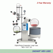 DAIHAN® 5·10·20 Lit Digital Rotary Evaporator “WEV-1005”·“WEV-1010”·“WEV-1020”, Large Capacity<br>With Digital Controlled Stainless-steel Bath 99℃, Electric Lift Bath, Vertical-type, 20~130 rpm, 대용량 회전식 증발 농축기