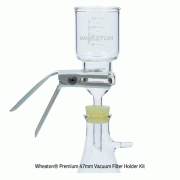 Wheaton® Premium 47mm Vacuum Filter Holder Kit, without Flask, for 300㎖~up to 1,000㎖<br>With Fritted Glass·PTFE FaceWheaton® Premium 47mm Vacuum Filter Holder Kit, without Flask, for 300㎖~up to 1,000㎖<br>With Fritted Glass·PTFE Faced·SS Screen-Base, 진공여과장