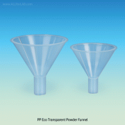 Transparent Powder Funnel, PP, with Wide Stem, Φ70~Φ150mm<br>Chemical Resistant, Fast & Efficient, Autoclavable, -10℃+125/140℃, PP 투명파우더 펀넬