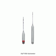 Alla® Milk Hydrometer, “D082”, g/㎖ & % milk fat Hydrometer, L165 & L200mm<br>Without Thermometer, 1.000~1.040 g/㎖(0.001g/㎖) & 0~4% milk fat(1% milk fat), 유지방 비중계