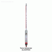 Alla Thermo-Alcoholometer, “D079” 0℃~40℃ (1℃), 0~100% Vol.(0.5 & 1%Vol.)<br>With Certificate of Conformity, L370mm & L335mm, 온도계부 주정계