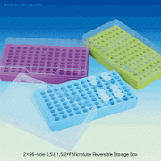 SciLab® PP 2 Side×96-hole 0.5 & 1.5/2㎖ Microtube Reversible Storage Box<br>Alpha-Numeric Index, Translucent PC Lid, Hole Φ8 & 11.4mm, 2×96 홀 양면 저장 박스, 상/하 양면용