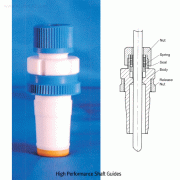 Cowie® Taper Joint-PTFE/PEEK High-class Vacuum Stirrer Guide, with ASTM/DIN Glass Cone Joint, for Φ8~16mm Shafts<br>Ideal for Middle/Low-Vacuum, Max-800rpm, Chemically Inert, -200℃+280℃ stable, <UK-Made> 고품질 진공 교반씰