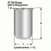 1~10Lit Stainless-steel Vacuum Reaction Vessel, Round Bottom, 45°DN-Flange with Groove & Teflon FEP O-Ring Seal<br>With Perfect Compatibility 45° DN Flanged Lid, 환저 스테인리스 스틸 진공 반응 베셀, O-링 씰 포함