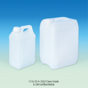 4~22Lit Clean-grade & UN-certified Bottle, Heavy-duty, Rectangle HDPE, with Leakproof Tamper Evident Screwcap<br>With 10,000-Clean Grade & UN RTDG Certified, Good Resistance of Impact & Chemicals, -50℃+105/120℃ Stable, 크린바틀 & 안전바틀