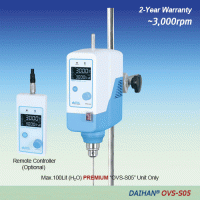 DAIHAN® Premium Hi-Speed Overhead Stirrer “OVS-S05”, with Permanently Brushless Motor(BLDC), 2:1, Max. 3,000rpm<br>With Torque(Ncm)·Viscosity(mPas)·Temperature(℃)·Real Time Display, Optional Remote Control, 50,000mPas, Max. 100Lit<br>“Push-Through” Shaft(