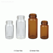 SciLab® 6~16㎖ Sample Vials, Screwcaps & Septa ; Separately<br>With “USP-I” Boro 5.0 Glass, Clear & Amber, 6~16㎖ 샘플 바이알, 캡 & 셉타 각각 별매